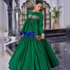 Side view of the green Chhabili chaniya choli with blue frill under the peplum