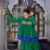 Gota striped yoke and tassel tie on the green Chhabili peplum top
