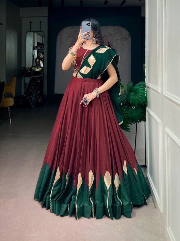 Maroon Chinon Navratri Chaniya Choli