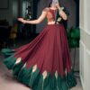 Maroon Navratri chaniya choli with Gamthi work blouse