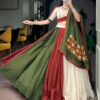 Mehendi green chaniya choli showing the full 8 metre flair while twirling