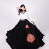 Black Navratri chaniya choli skirt with multicolour Kutchi appliqué
