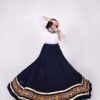 Navy Navratri chaniya choli skirt with multicolour Kutchi mirror border
