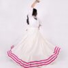 Off white Navratri chaniya choli skirt with pink mirror work border