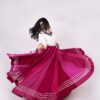 Rani pink georgette Navratri chaniya choli skirt with silver gota
