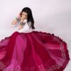 Rani pink Navratri chaniya choli skirt showing the flair