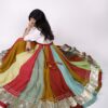 Red and mustard multicolour panelled Navratri chaniya choli skirt